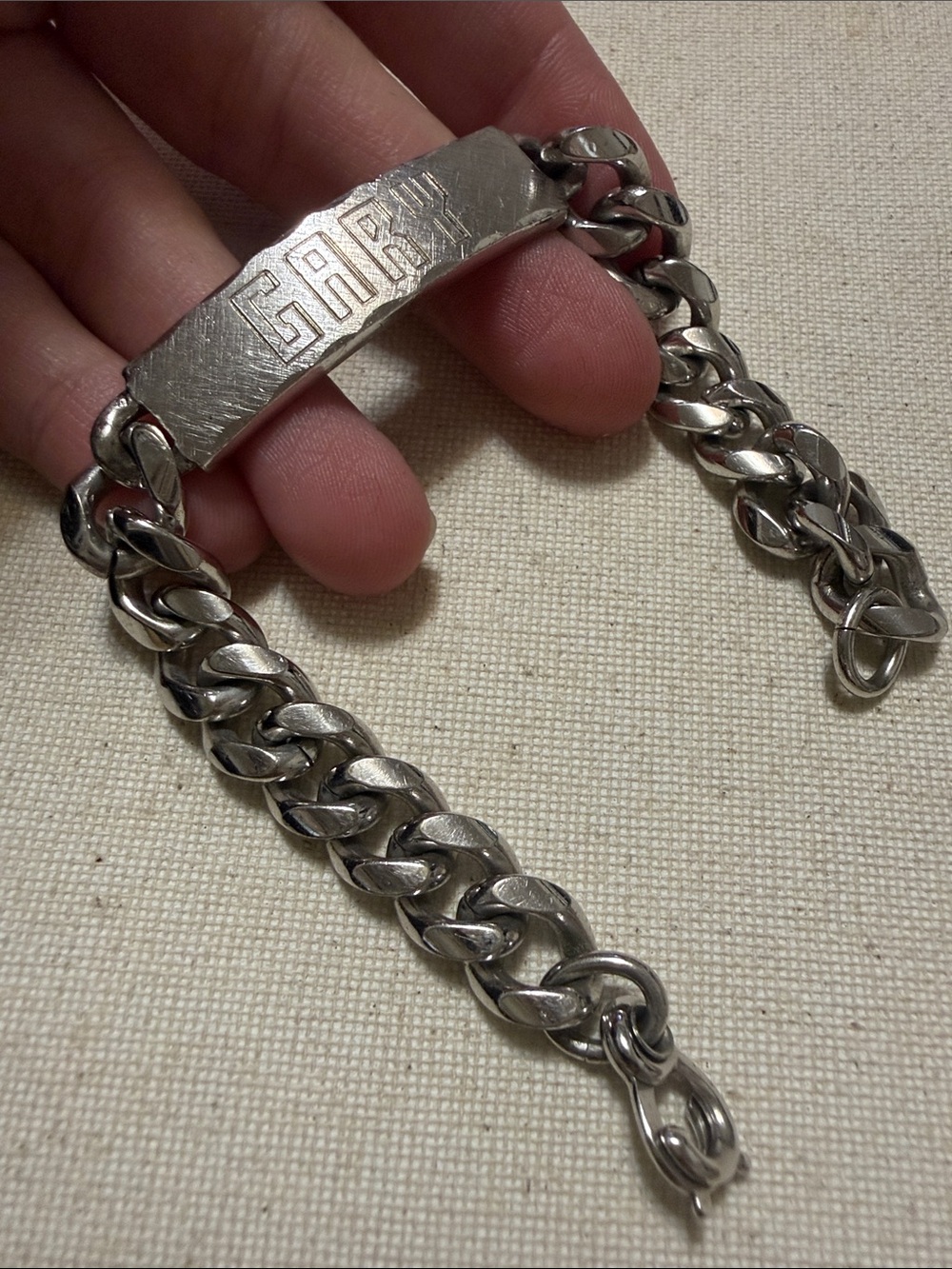 Classic Sterling Silver 925 Engraved Menโs Silver ID Chain Bracelet 7โ inch